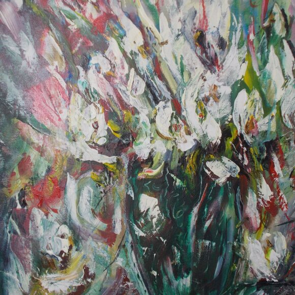 Original collectable "Floral Frenzy" intuitive oil painting by Davila, signed - Picture 3 of 4